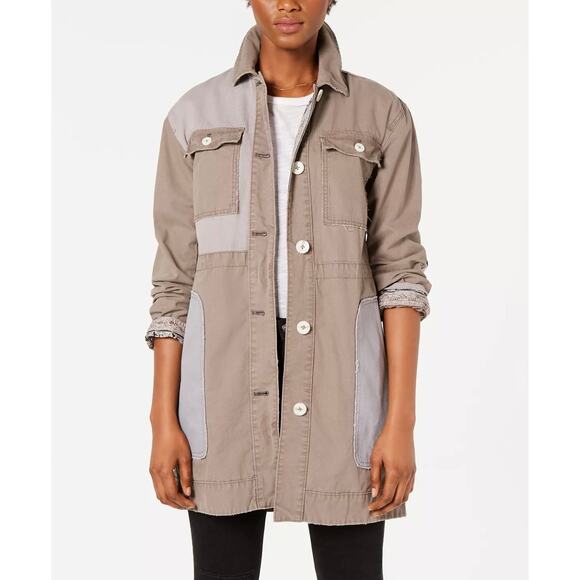 We the Free Free People Apollo Utility Patchwork Jacket Lilac Skies Size M - Picture 1 of 5